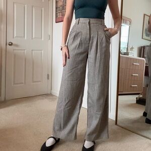 H&M Women's Brown White and Black Tweed Wide Leg Pants